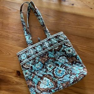 Vera Bradley tote bag teal and brown paisley